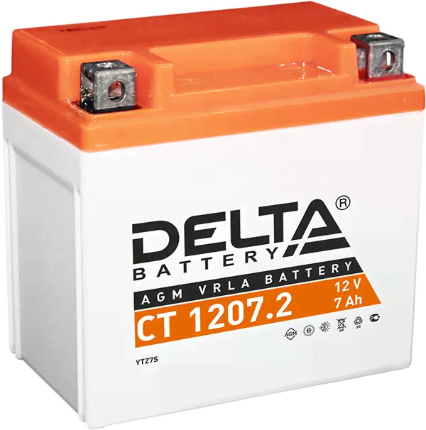 Аккумулятор CT 1207.2 DELTA 12В 7 А/ч стартерный 114 x 70 x 108мм