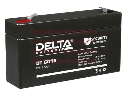 Аккумулятор Delta DT 6015 1,5 Ач 97x24x52x58 6V AGM
