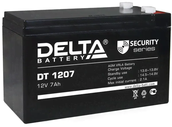 Аккумулятор 12V 7.0Ah Delta DT 1207 151x65x102-0