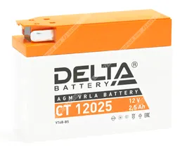 Аккумулятор DELTA СТ 12025 AGM 2.5 Ач о.п. (YT4B-BS)