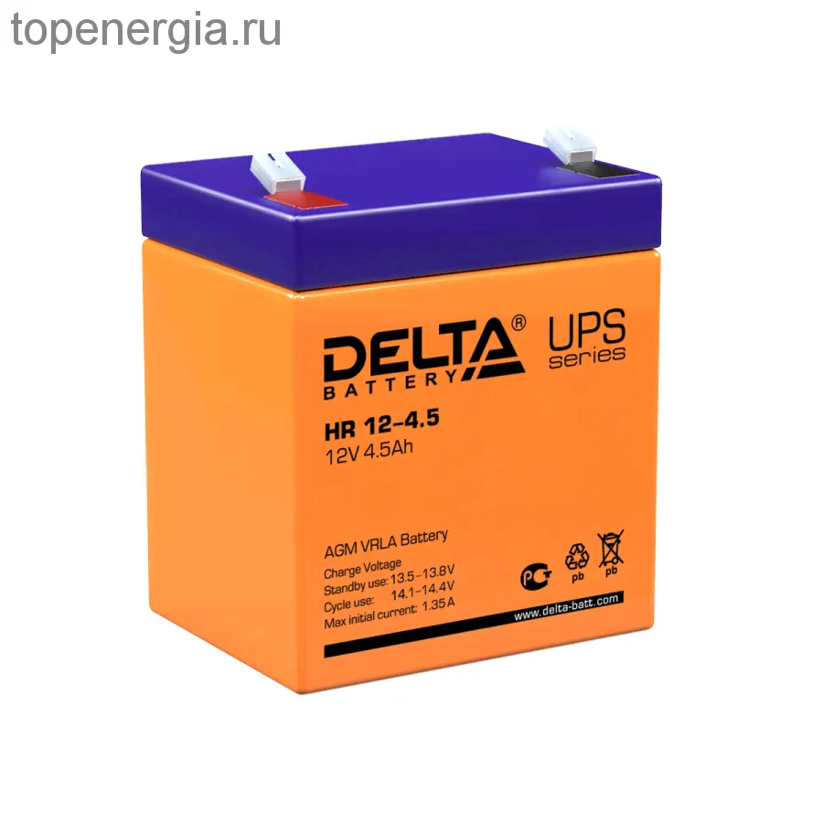Аккумулятор герметичный VRLA свинцово-кислотный DELTA HR 12-4.5