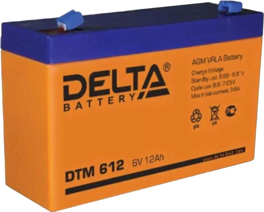 Аккумуляторная батарея 612 (6В, 12Ач) Delta DTM 612-0
